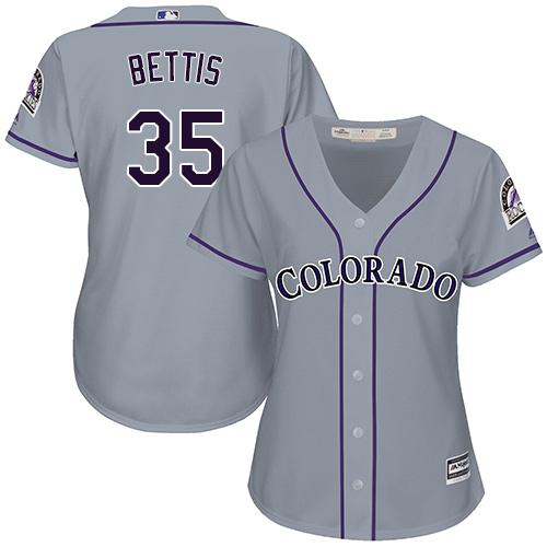 Rockies #35 Chad Bettis Grey Road Women's Stitched MLB Jersey